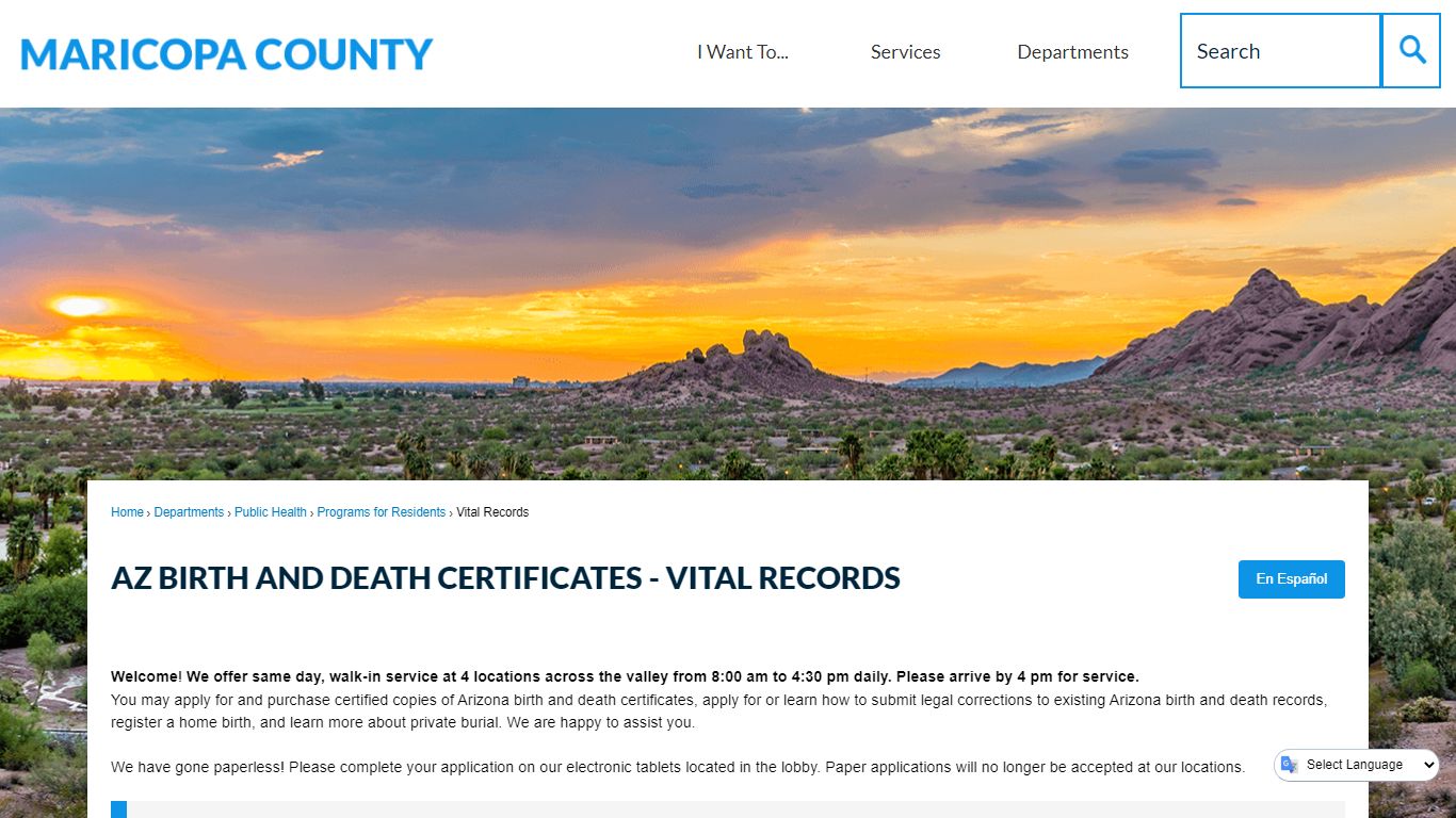 AZ Birth and Death Certificates - Vital Records - Maricopa County, Arizona